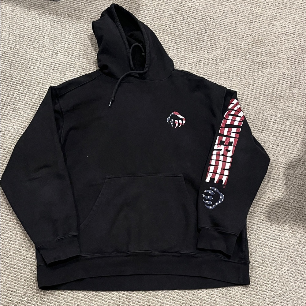 Wolverine Black Hoodie with Red and White Graphic
